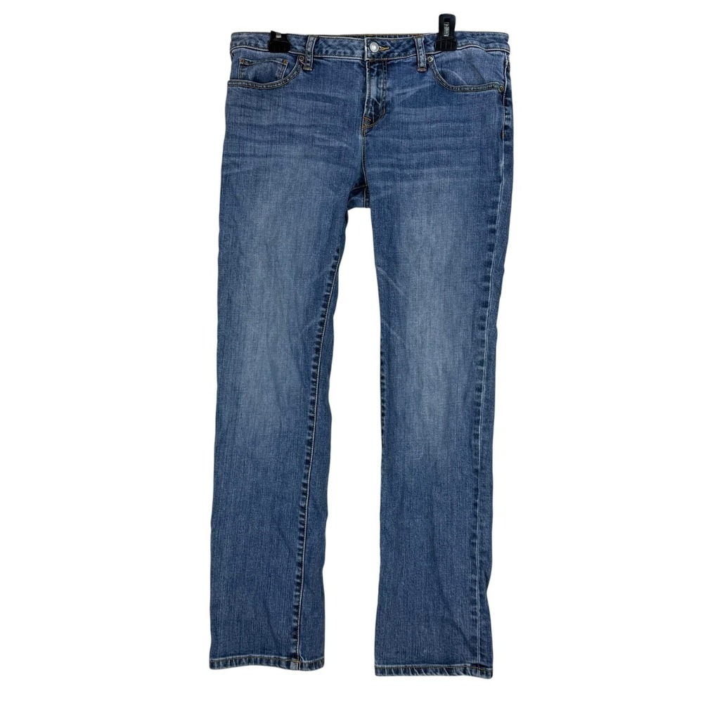 London Jean Womens 10 Blue Denim Stretch Mid Rise Medium Wash Straight Leg